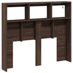 Berkfield Home Headboard Cabinet with LED Brown Oak 120x17x102 cm - Size: 120 x 17 x 102 cm - thumbnail 6