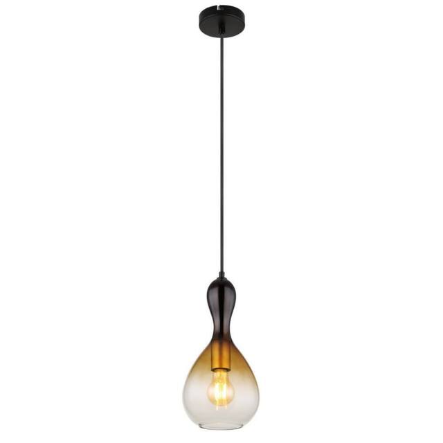 Netlighting Aladdin 16.5cm Dome Pendant Matt Black Smoke Glass Shade 1x E27 - image 1