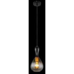 Netlighting Aladdin 16.5cm Dome Pendant Matt Black Smoke Glass Shade 1x E27 - thumbnail 4