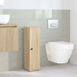 Berkfield Home Bathroom Cabinet with Roll Holder Sonoma Oak 20.5x22x72 cm in Brown - thumbnail 3