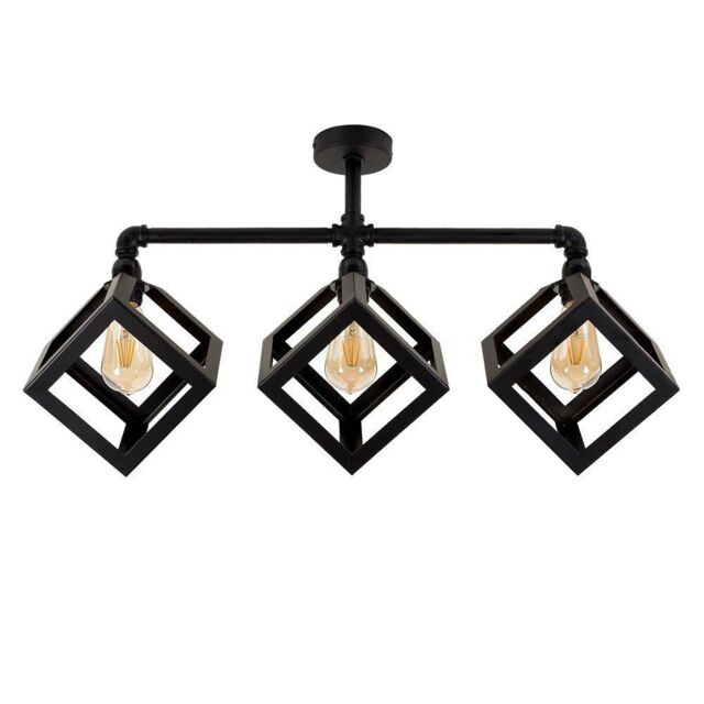 ValueLights Luiggi Eschor Industrial 3 Way Black Ceiling Bar Light - image 1