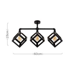 ValueLights Luiggi Eschor Industrial 3 Way Black Ceiling Bar Light - thumbnail 5