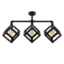 ValueLights Luiggi Eschor Industrial 3 Way Black Ceiling Bar Light - thumbnail 1