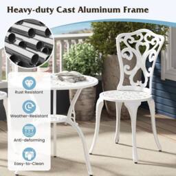 Kelvenix All Weather Cast Aluminum Bistro Table Set in White - Size: 0.6m2 - thumbnail 5
