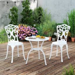 Kelvenix All Weather Cast Aluminum Bistro Table Set in White - Size: 0.6m2 - thumbnail 1