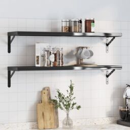 Berkfield Home Wall Shelves 2 pcs 100x23.5x3 cm Black Stainless Steel