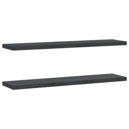 Berkfield Home Wall Shelves 2 pcs 100x23.5x3 cm Black Stainless Steel - thumbnail 2