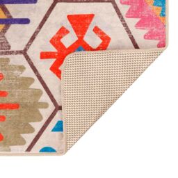 Berkfield Home Rug Washable Multicolour 160x230 cm Anti Slip - Size: 100 cm diameter - thumbnail 4