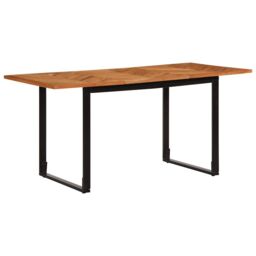 Berkfield Home Dining Table 160x80x75 cm Solid Wood Acacia in Brown - Size: 160 x 80 x 75 cm - thumbnail 1
