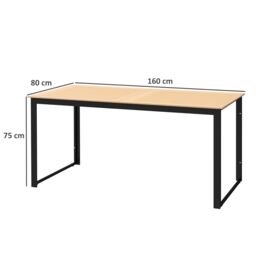 OUTSUNNY Garden Table for 6 People with Slatted Table Top, Metal Frame, Teak in Light Brown - thumbnail 3