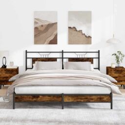 Berkfield Home Bed Frame without Mattress Smoked Oak 160x200 cm Engineered Wood in Brown - thumbnail 1