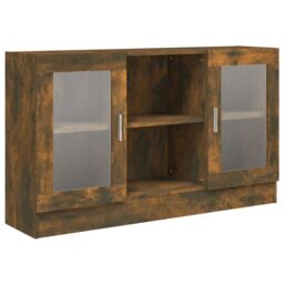 Berkfield Home Vitrine Cabinet Smoked Oak 120x30.5x70 cm Engineered Wood in Brown - thumbnail 2