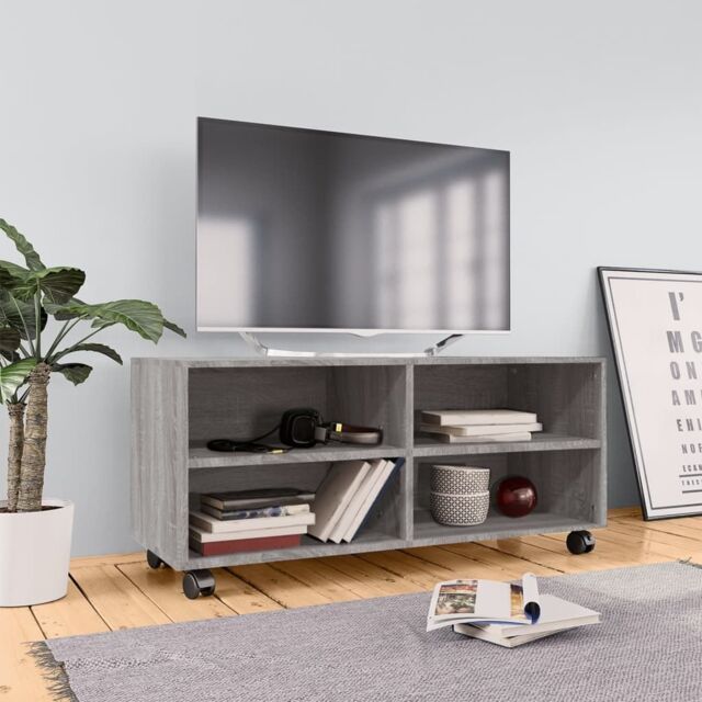 Berkfield Home TV Cabinet with Castors Grey Sonoma 90x35x35 cm Engineered Wood - Size: 90 x 35 x 35 cm - image 1