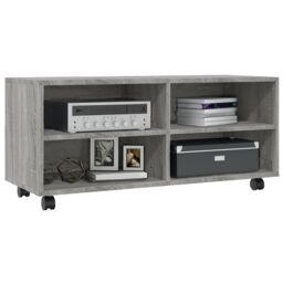 Berkfield Home TV Cabinet with Castors Grey Sonoma 90x35x35 cm Engineered Wood - Size: 90 x 35 x 35 cm - thumbnail 3