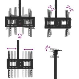 Berkfield Home TV Ceiling Mount for 32-65 Inch Screen Max VESA 400x400 mm 40kg in Black - thumbnail 6