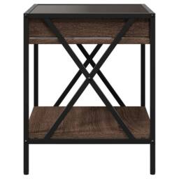 Berkfield Home Bedside Table with Infinity LED Brown Oak 40x40x49 cm - Size: 40 x 40 x 49 cm - thumbnail 7