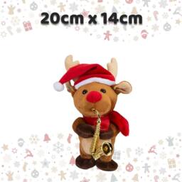 VFM e-Store Christmas Musical Reindeer Decoration Gift Idea 20cm x 14cm White X 1 - Size: 20 cm x 14 cm - thumbnail 2