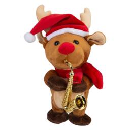 VFM e-Store Christmas Musical Reindeer Decoration Gift Idea 20cm x 14cm White X 1 - Size: 20 cm x 14 cm - thumbnail 1