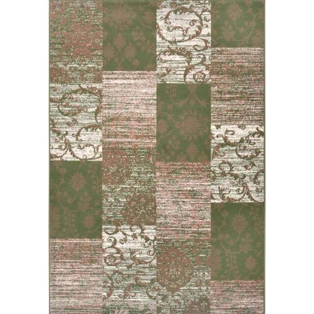 THE RUGS Designer Velours Bloques Patchwork Rug & Runner Modern Area Rug in Green - Size: 80 cm x 150 cm - image 1