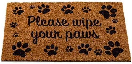 Marco Paul Heavy Duty Natural Coir Door Mat - Wipe Your Paws in Brown - Size: Medium - image 1