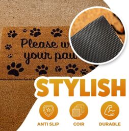 Marco Paul Heavy Duty Natural Coir Door Mat - Wipe Your Paws in Brown - Size: Medium - thumbnail 8