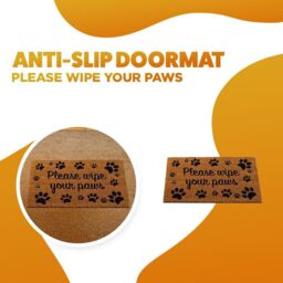 Marco Paul Heavy Duty Natural Coir Door Mat - Wipe Your Paws in Brown - Size: Medium - thumbnail 4