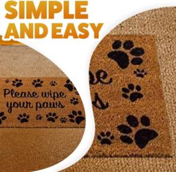 Marco Paul Heavy Duty Natural Coir Door Mat - Wipe Your Paws in Brown - Size: Medium - thumbnail 7
