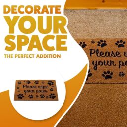 Marco Paul Heavy Duty Natural Coir Door Mat - Wipe Your Paws in Brown - Size: Medium - thumbnail 5