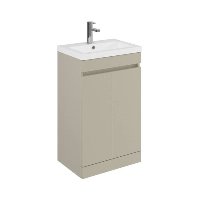 Balterley 500mm Floor Standing 2 Door Unit with Polymarble Basin - Pebble Grey - image 1