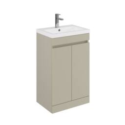 Balterley 500mm Floor Standing 2 Door Unit with Polymarble Basin - Pebble Grey - thumbnail 1