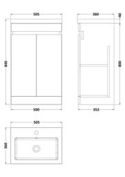 Balterley 500mm Floor Standing 2 Door Unit with Polymarble Basin - Pebble Grey - thumbnail 2