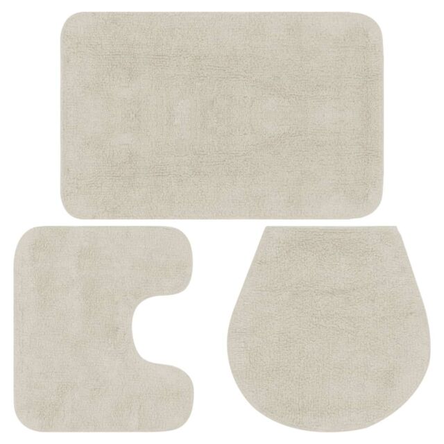 Berkfield Home Bathroom Mat Set 3 Pieces Fabric White - image 1