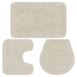 Berkfield Home Bathroom Mat Set 3 Pieces Fabric White - thumbnail 1