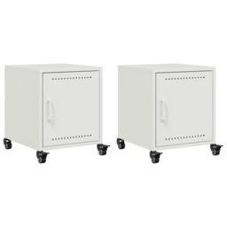 Berkfield Home Bedside Cabinets 2 pcs White 36x39x43.5 cm Steel - thumbnail 2