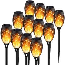 Kelvenix 8X Solar Flame Effect Torch Lights, LED Garden Path Stake Lamp in Warm White - thumbnail 1