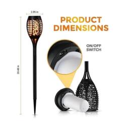 Kelvenix 8X Solar Flame Effect Torch Lights, LED Garden Path Stake Lamp in Warm White - thumbnail 2
