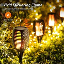Kelvenix 8X Solar Flame Effect Torch Lights, LED Garden Path Stake Lamp in Warm White - thumbnail 4
