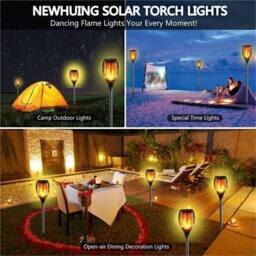 Kelvenix 8X Solar Flame Effect Torch Lights, LED Garden Path Stake Lamp in Warm White - thumbnail 6