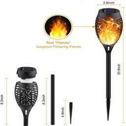 Kelvenix 8X Solar Flame Effect Torch Lights, LED Garden Path Stake Lamp in Warm White - thumbnail 3