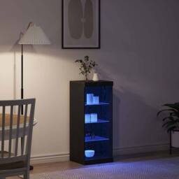 Berkfield Home Sideboard with LED Lights Black Oak 41x37x100 cm - Size: 41 x 37 x 100 cm - thumbnail 5