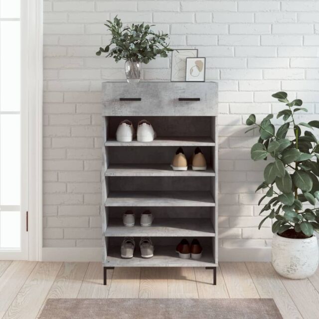Berkfield Home Shoe Cabinet Concrete Grey 60x35x105 cm Engineered Wood - Size: 60 x 35 x 105 cm - image 1