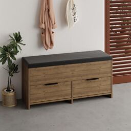 Decortie 'Cove' Shoe Storage Bench Lift-Up Lid Drop Door 106cm in Dark Brown - Size: 1 Pack - thumbnail 5