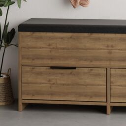 Decortie 'Cove' Shoe Storage Bench Lift-Up Lid Drop Door 106cm in Dark Brown - Size: 1 Pack - thumbnail 3