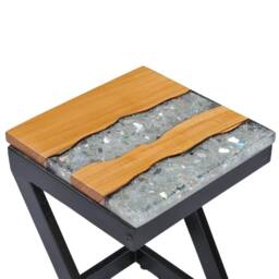 Berkfield Home Coffee Table 30x30x50 cm Solid Teak Wood & Polyresin - Size: 30 x 30 x 50 cm - thumbnail 6
