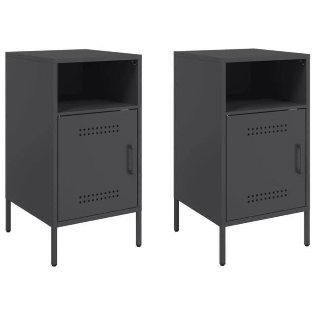 Berkfield Home Bedside Cabinets 2 pcs Black 36x39x68 cm Steel - Size: 36 x 39 x 68 cm - image 1