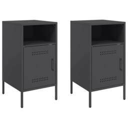 Berkfield Home Bedside Cabinets 2 pcs Black 36x39x68 cm Steel - Size: 36 x 39 x 68 cm - thumbnail 1