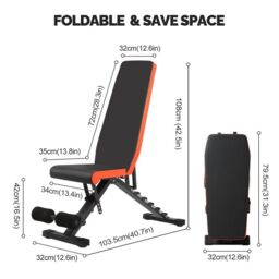 EONLION Adjustable Weight Bench, Incline Decline Home Gym Equipment in Black - thumbnail 2