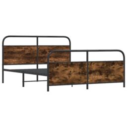 Berkfield Home Metal Bed Frame without Mattress Smoked Oak 200x200 cm in Brown - thumbnail 3