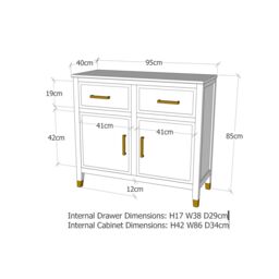 Cabinet Bits Palazzi 2 Door 2 Drawer Sideboard in Beige - thumbnail 3