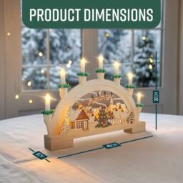 Globrite Wooden Christmas 7 LED Candle Bridge Arch Santa Village Scene Centrepiece - thumbnail 5